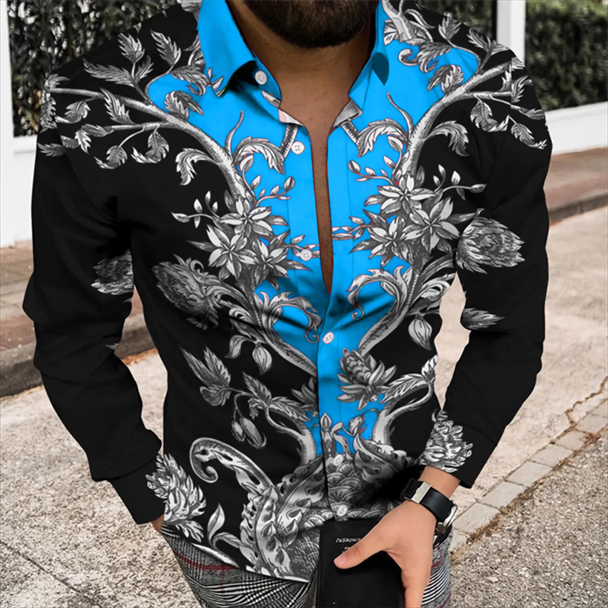 Men’s Spring/Summer Luxury Printed Long Sleeve Shirt
