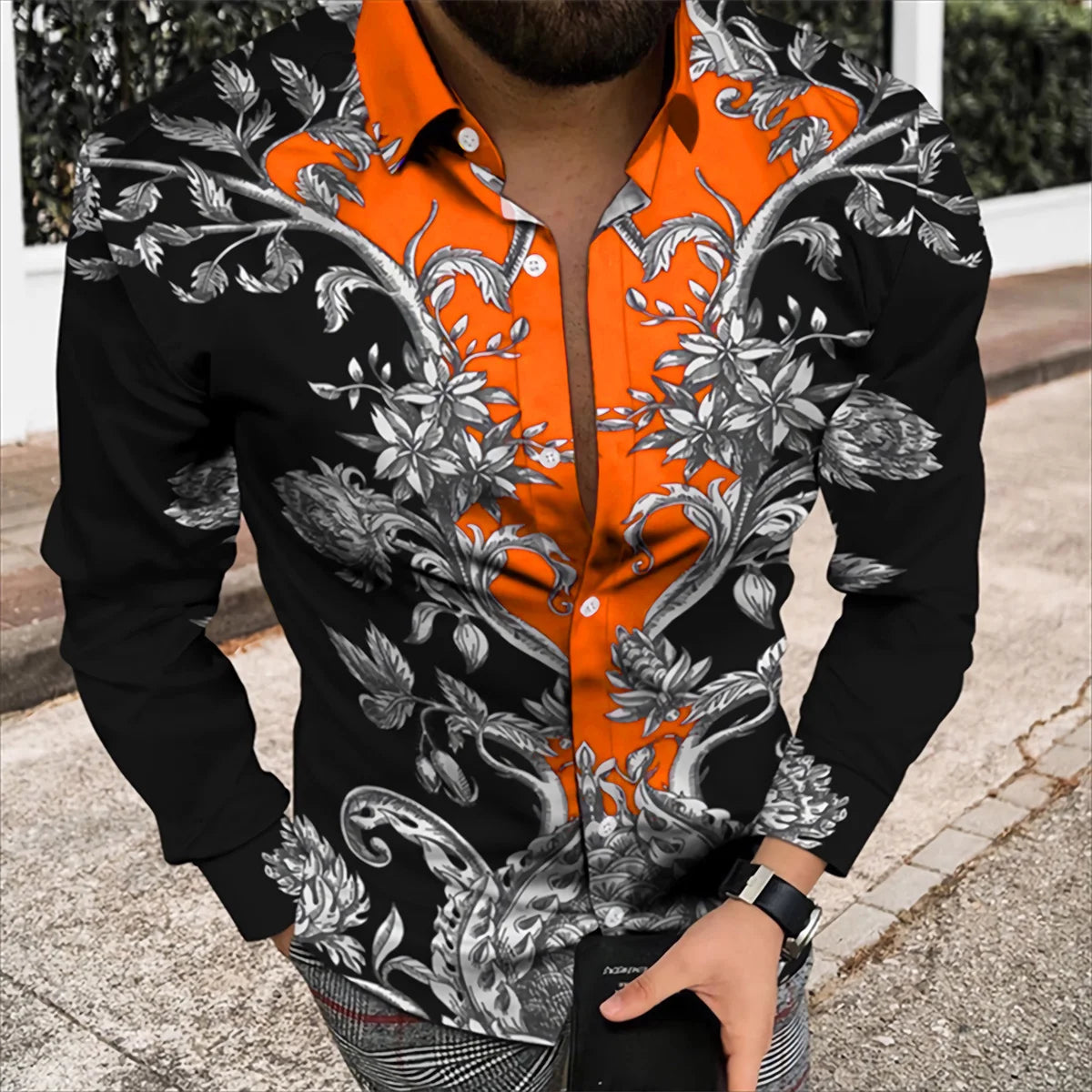 Men’s Spring/Summer Luxury Printed Long Sleeve Shirt