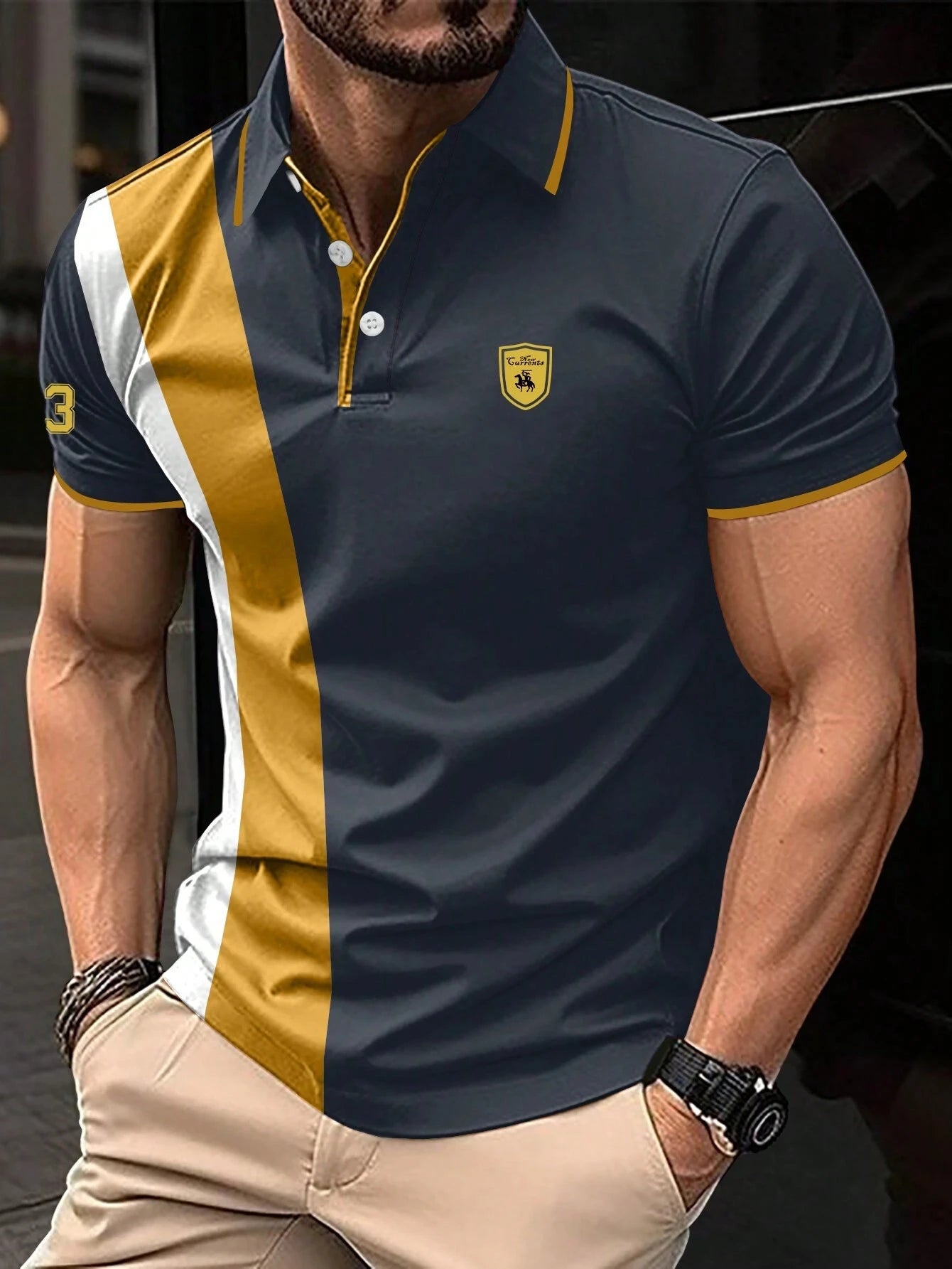 Men's High-Quality Color block Polo Shirt