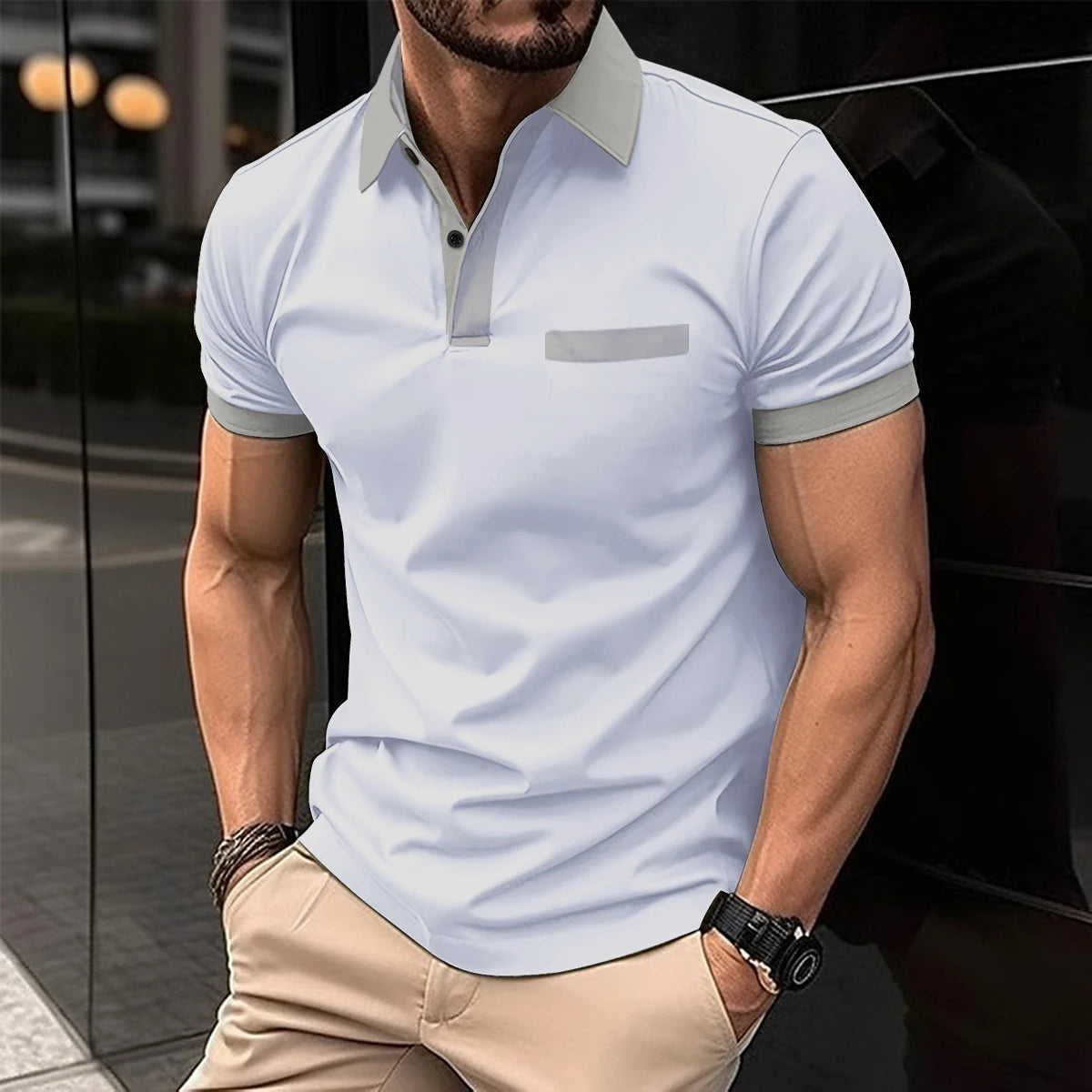 Men’s Summer Casual Short-Sleeve Polo Shirt