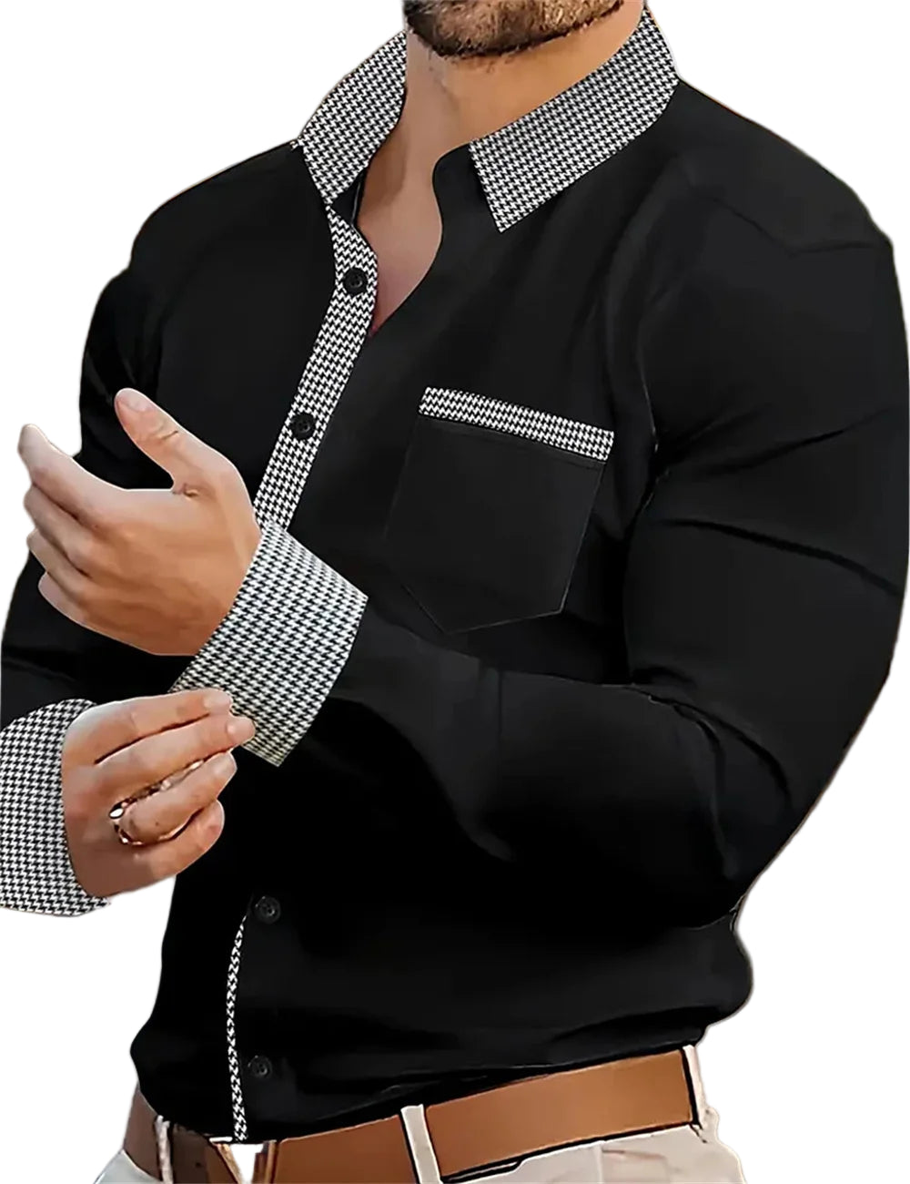 Men's Fashion Long Sleeve Lapel Shirt