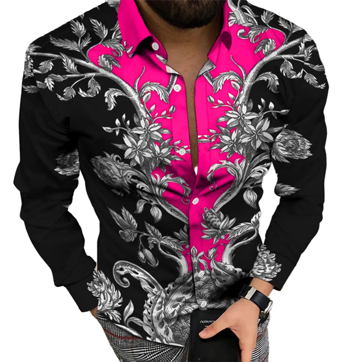 Men’s Spring/Summer Luxury Printed Long Sleeve Shirt