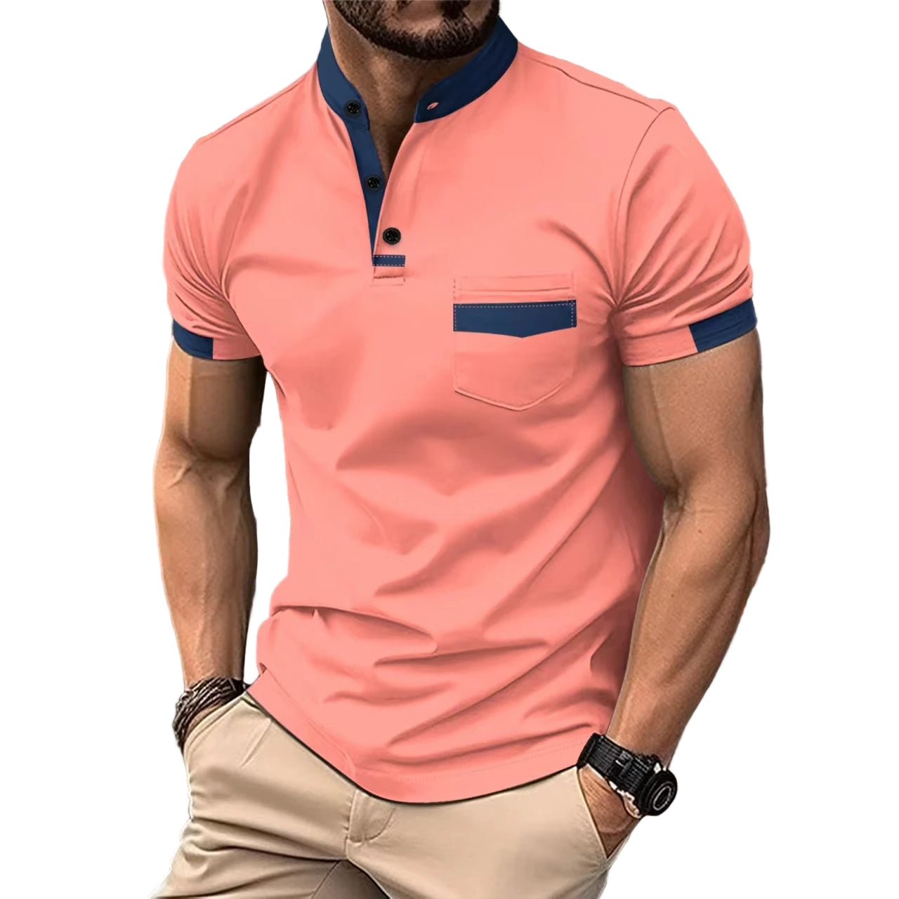Men’s Summer Polo Shirt with Chest Pocket