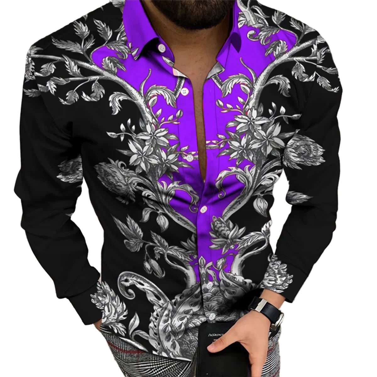 Men’s Spring/Summer Luxury Printed Long Sleeve Shirt