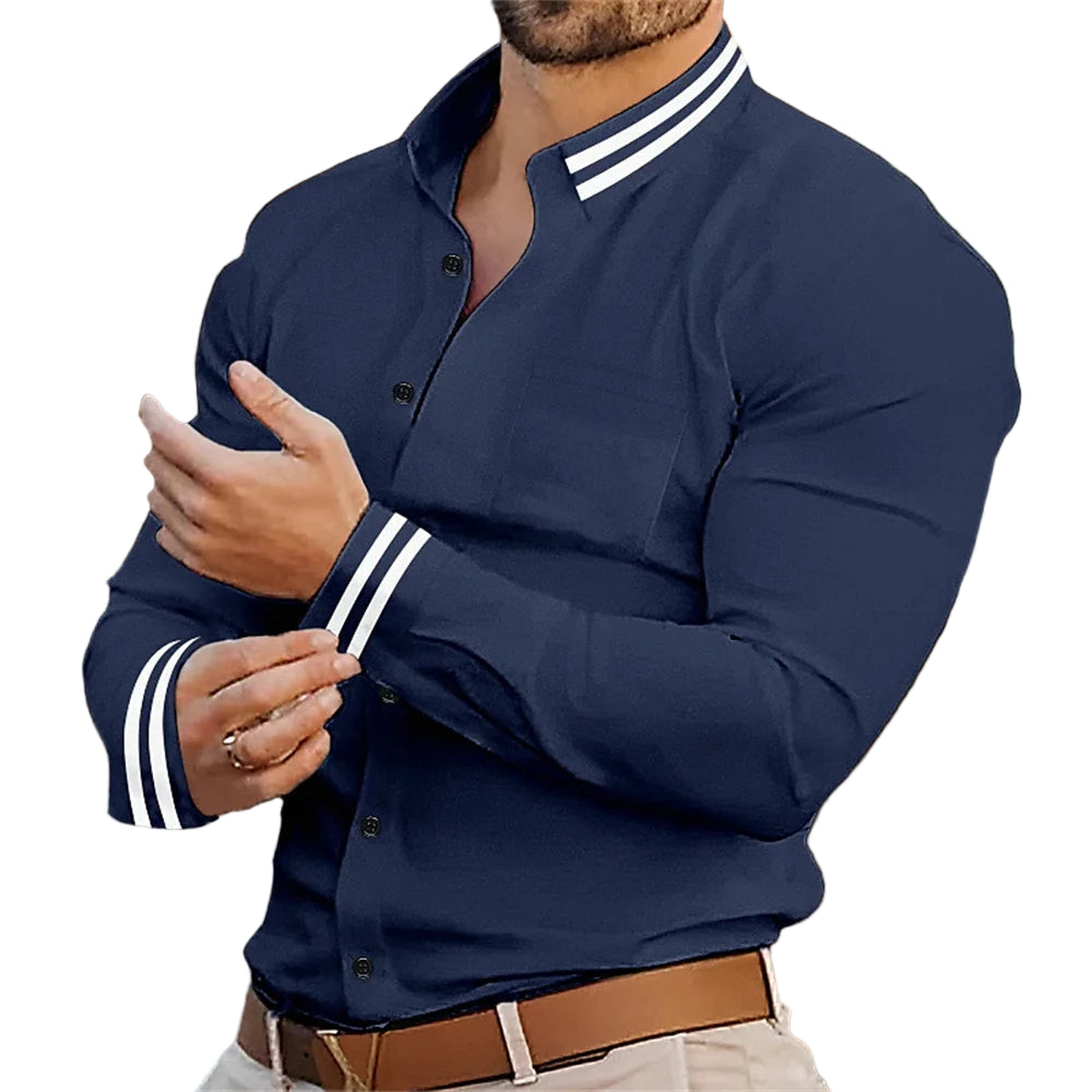 Men's Fashion Long Sleeve Lapel Shirt