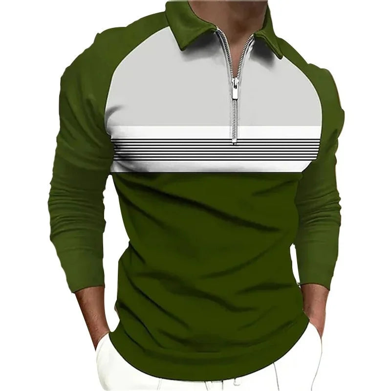 Men's Long Sleeve Polo Shirt Casual Tee Top
