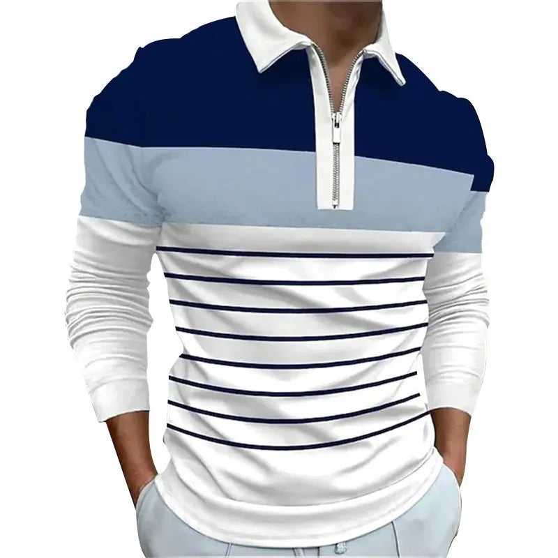 Men's Long Sleeve Polo Shirt Casual Tee Top