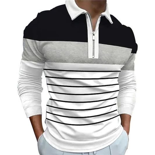 Men's Long Sleeve Polo Shirt Casual Tee Top