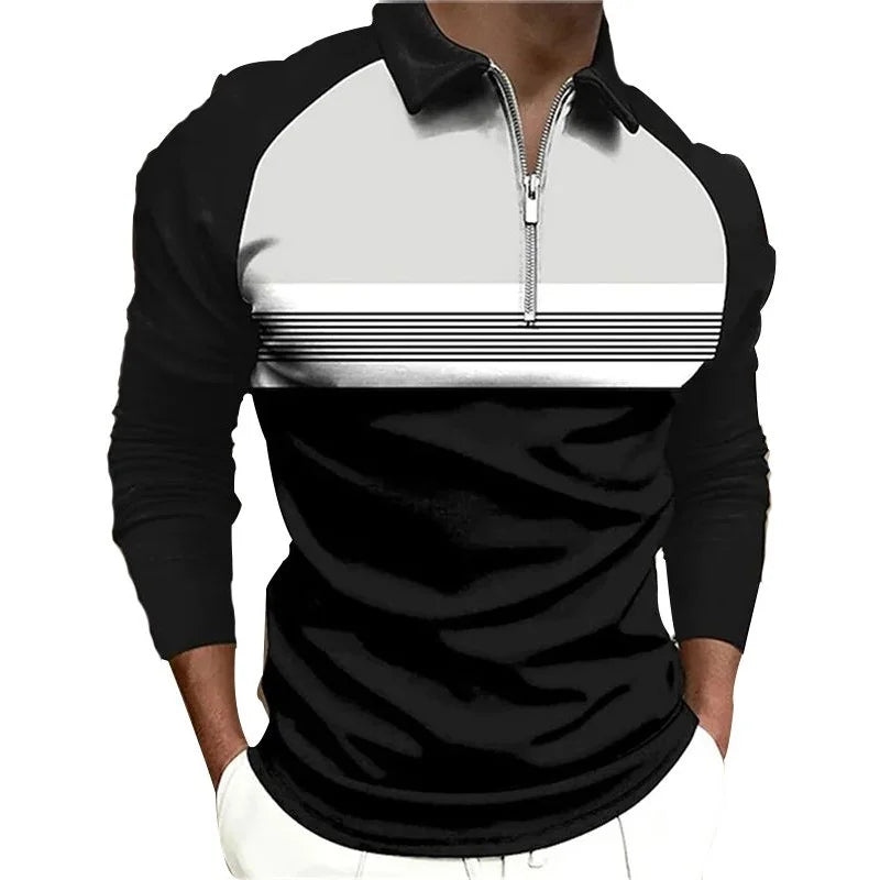 Men's Long Sleeve Polo Shirt Casual Tee Top