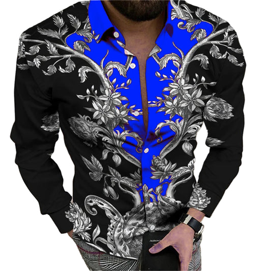 Men’s Spring/Summer Luxury Printed Long Sleeve Shirt