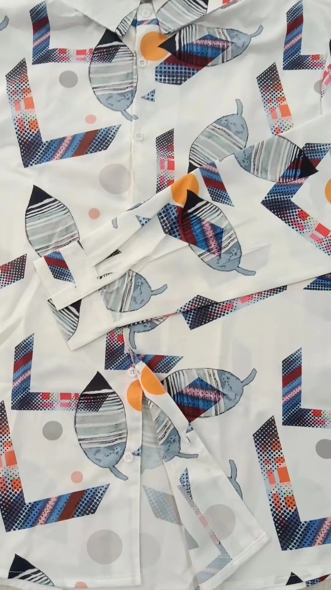 Men's Tiger & Leopard Feather Print Long Sleeve Shirt