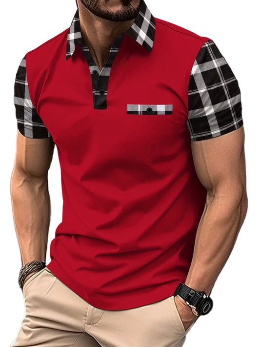 Men’s Summer Plaid Polo Shirt