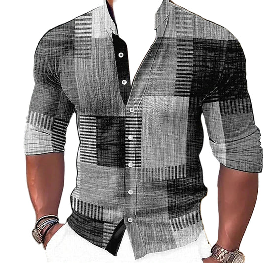 Men's Retro Gradient Stitched Shirt
