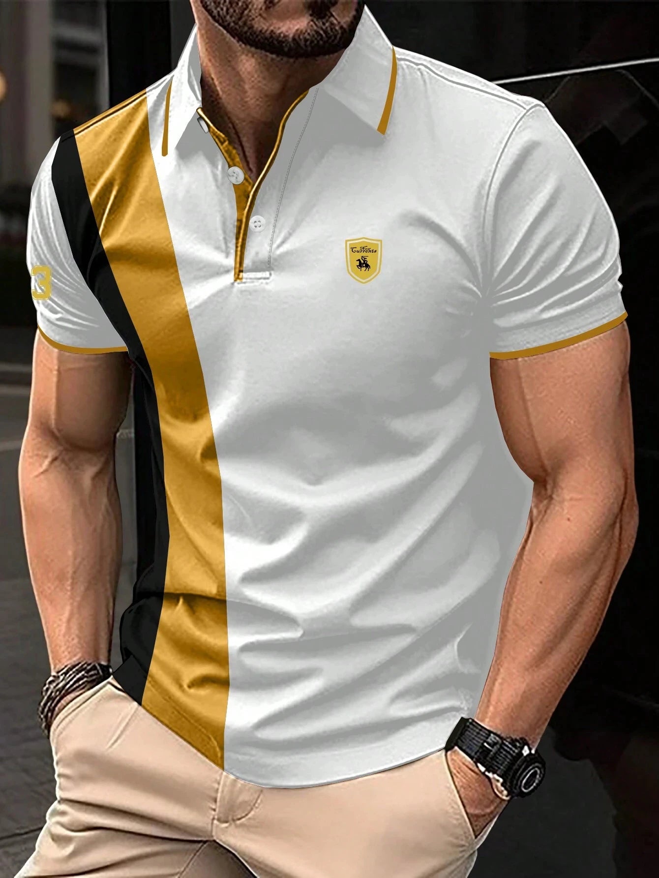 Men's High-Quality Color block Polo Shirt