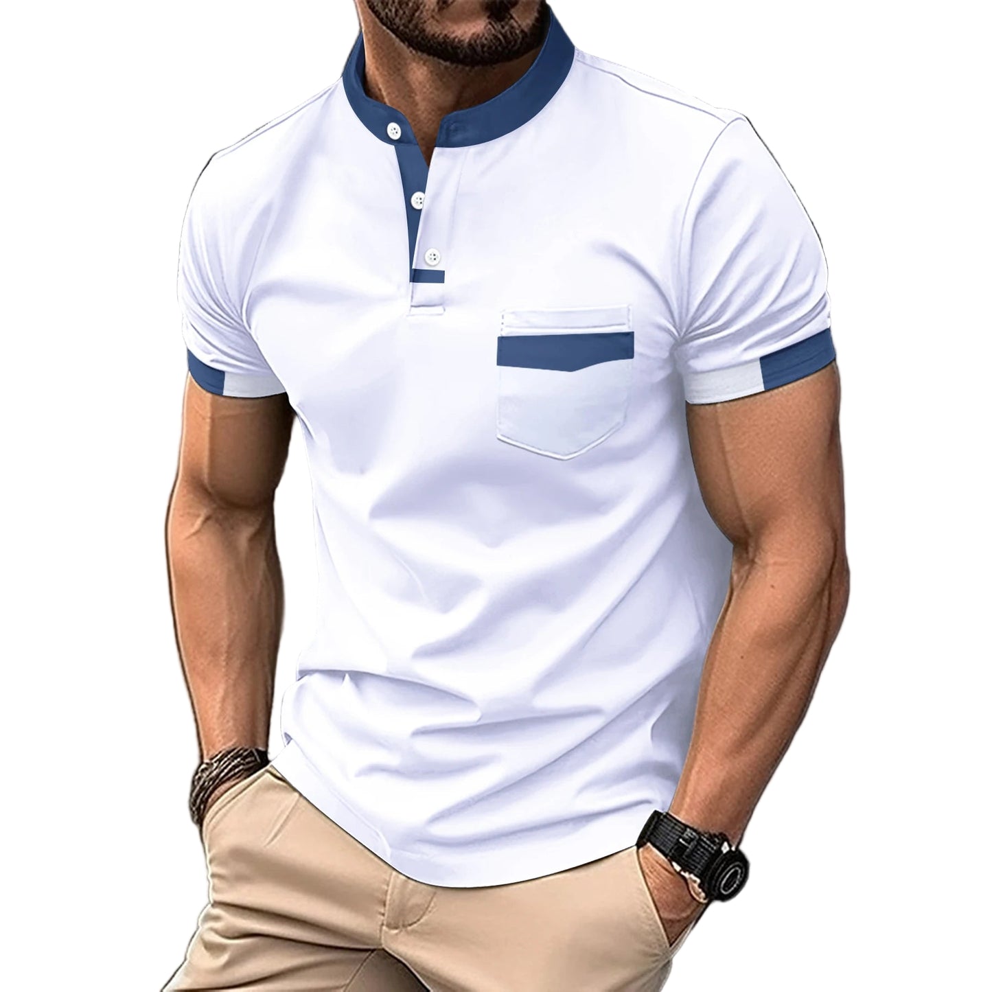Men’s Summer Polo Shirt with Chest Pocket
