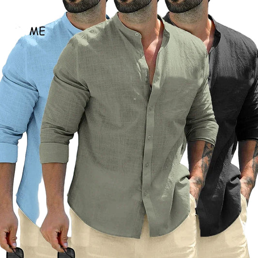 Men’s Autumn Cotton Long Sleeve Shirt