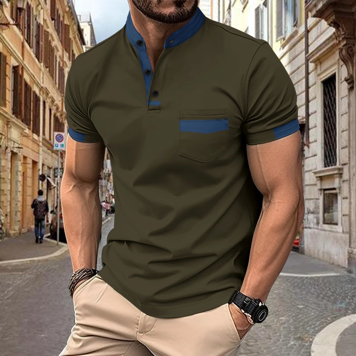 Men’s Summer Polo Shirt with Chest Pocket