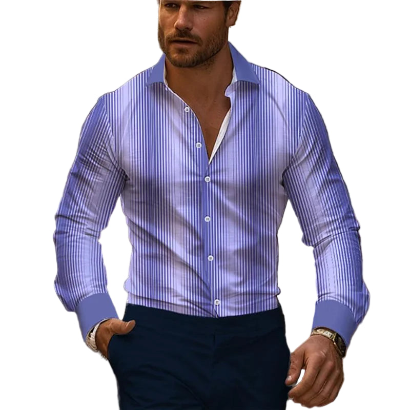 Men’s 3D Striped Long Sleeve Shirt