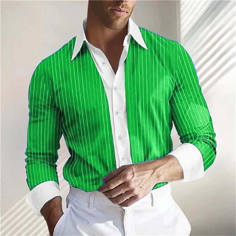 Men’s Striped 3D Printed Long Sleeve Shirt