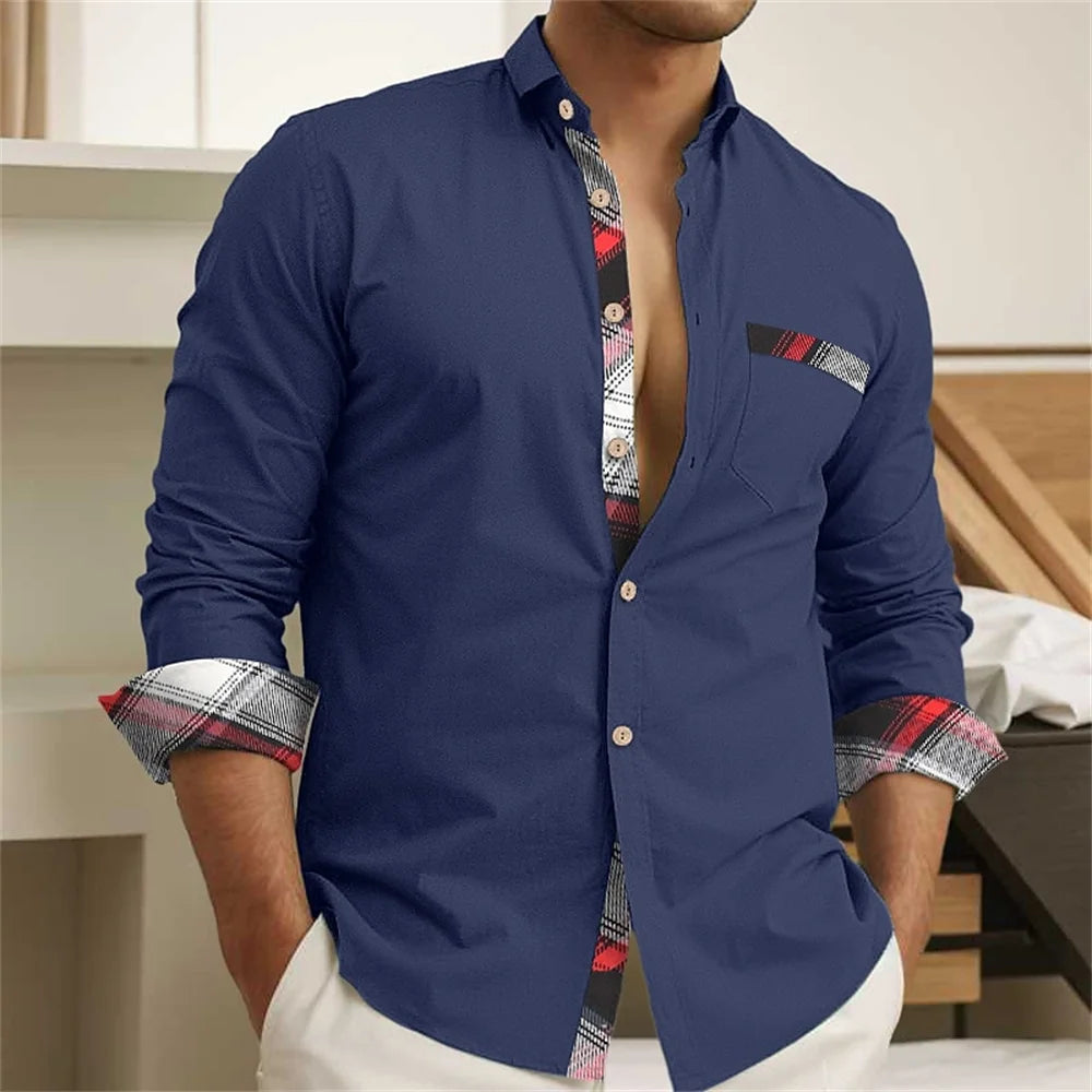 Men's Fashion Long Sleeve Lapel Shirt