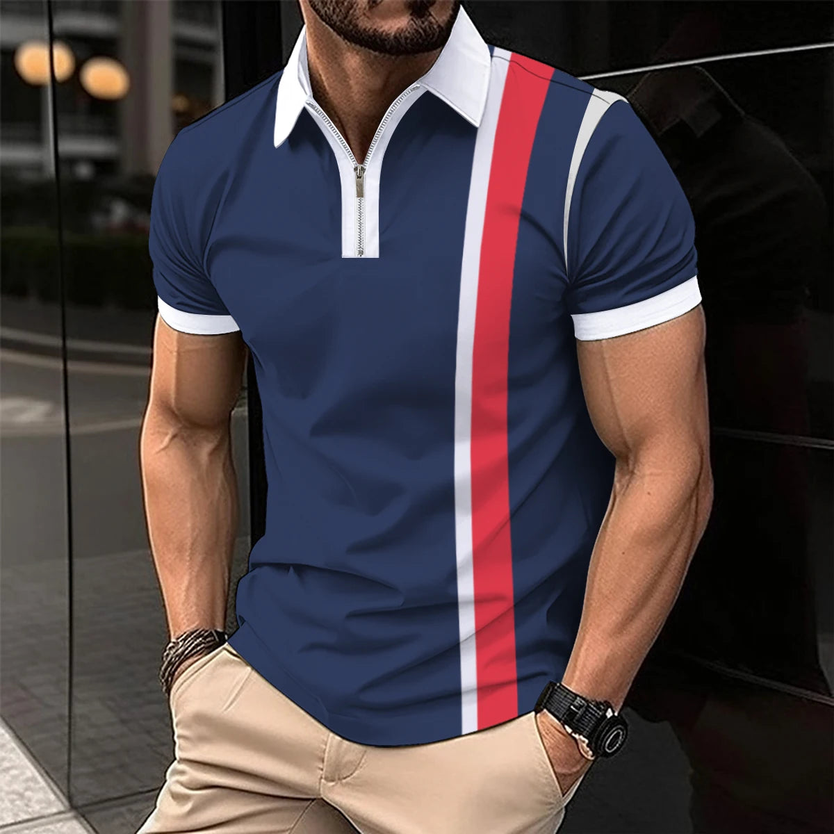 Men’s Summer Casual Short-Sleeve Polo Shirt