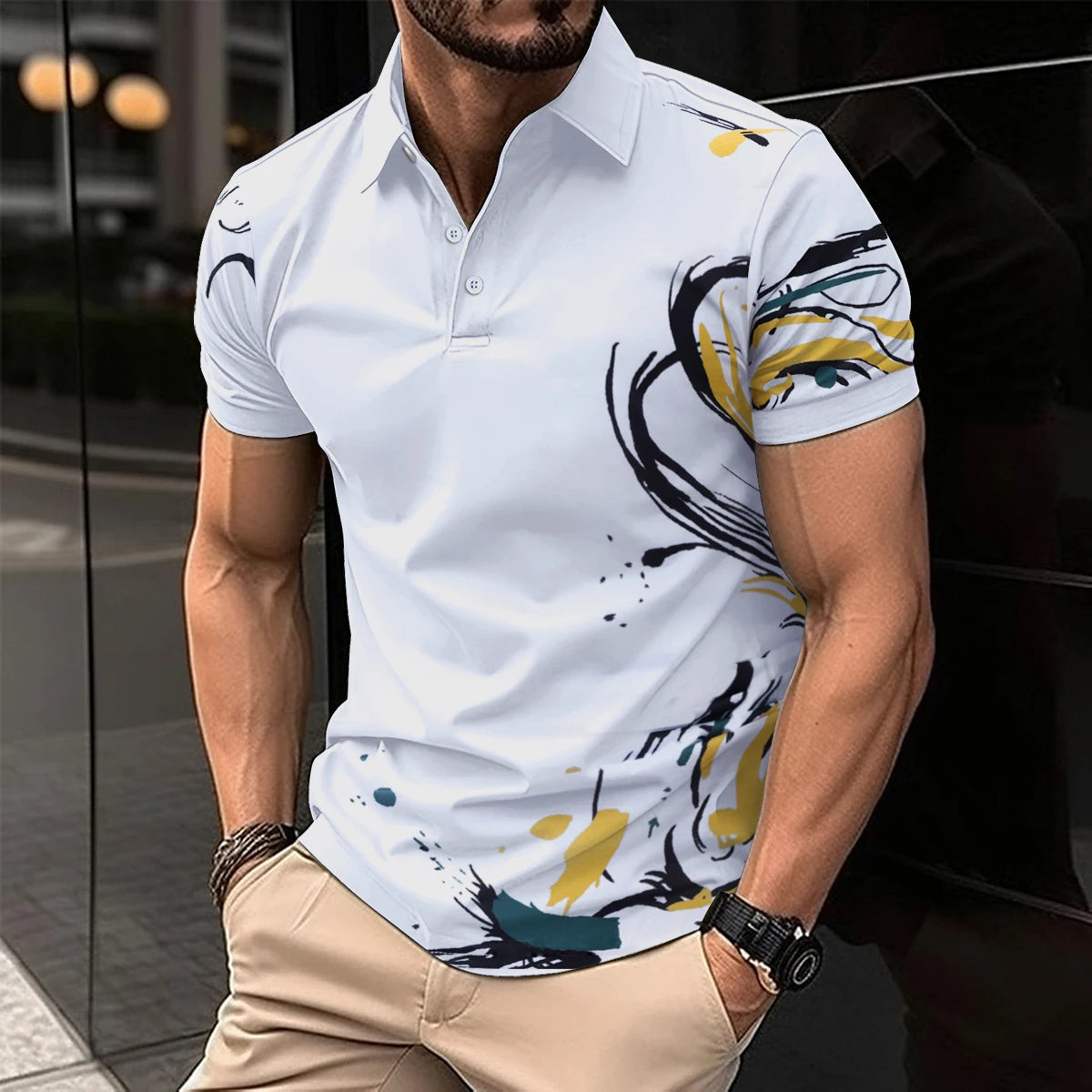 Men’s Summer Casual Short-Sleeve Polo Shirt
