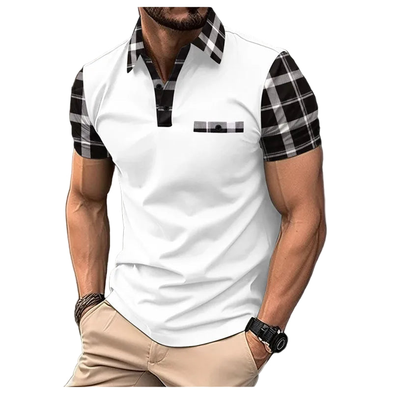 Men’s Summer Plaid Polo Shirt