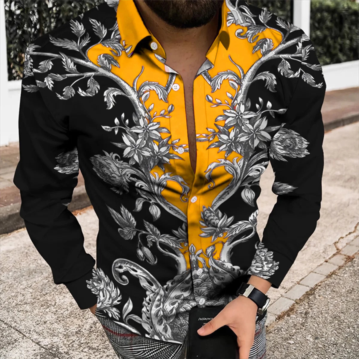Men’s Spring/Summer Luxury Printed Long Sleeve Shirt