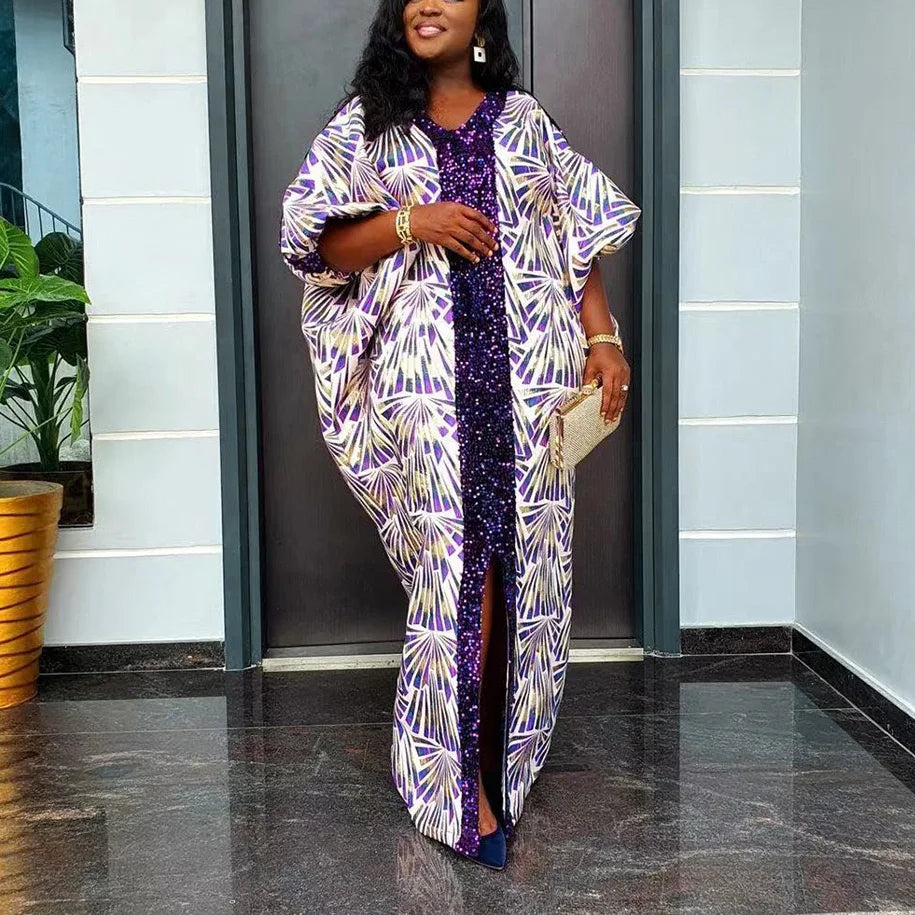 Elegant Muslim Sequin Maxi Dress