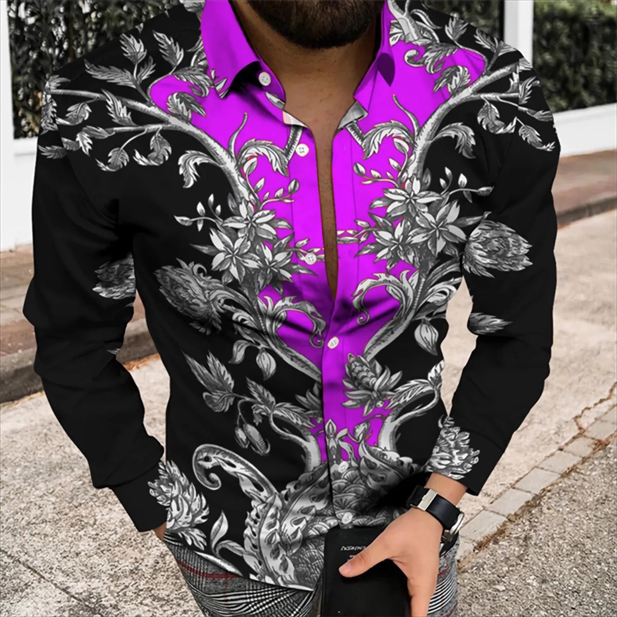 Men’s Spring/Summer Luxury Printed Long Sleeve Shirt