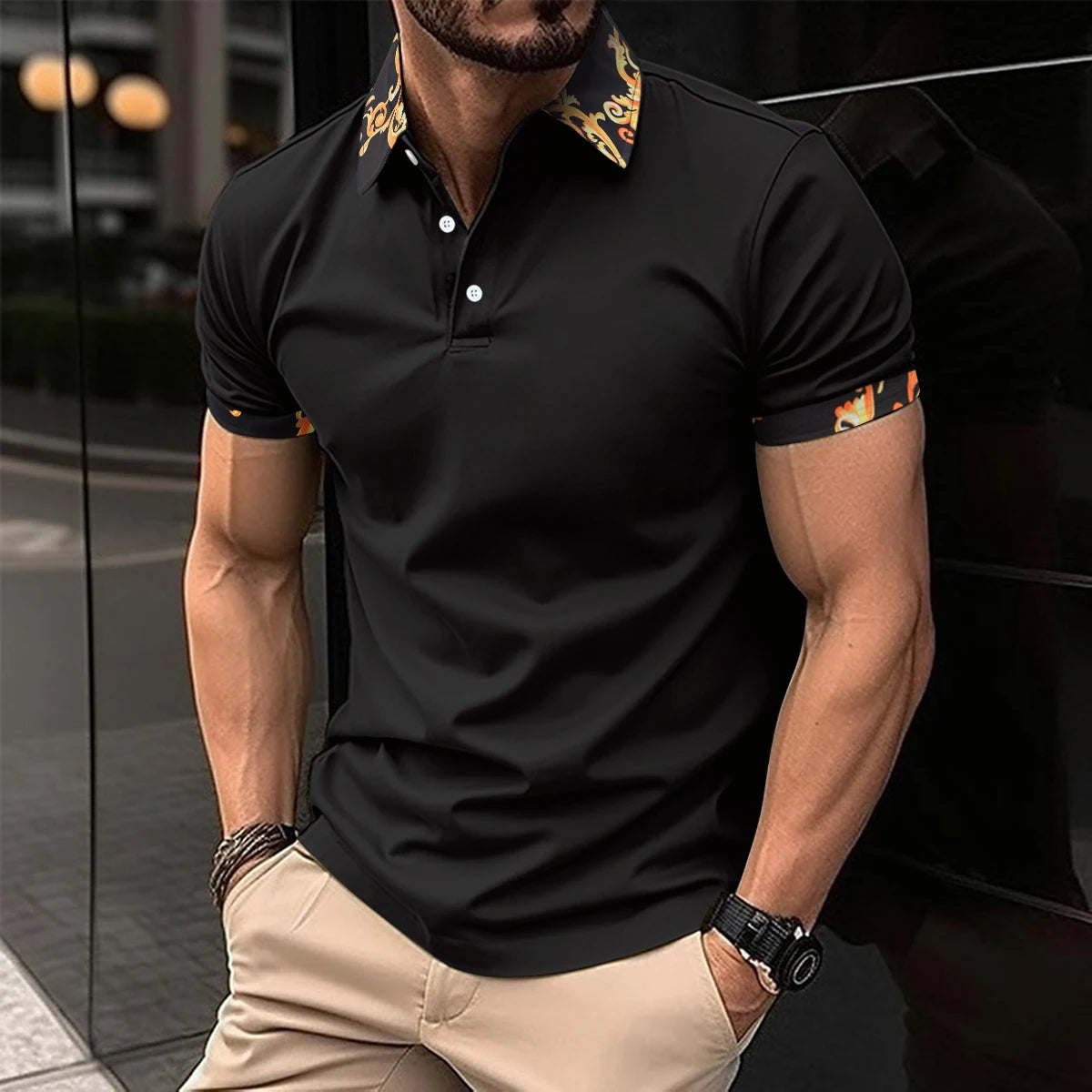 Men’s Summer Casual Short-Sleeve Polo Shirt