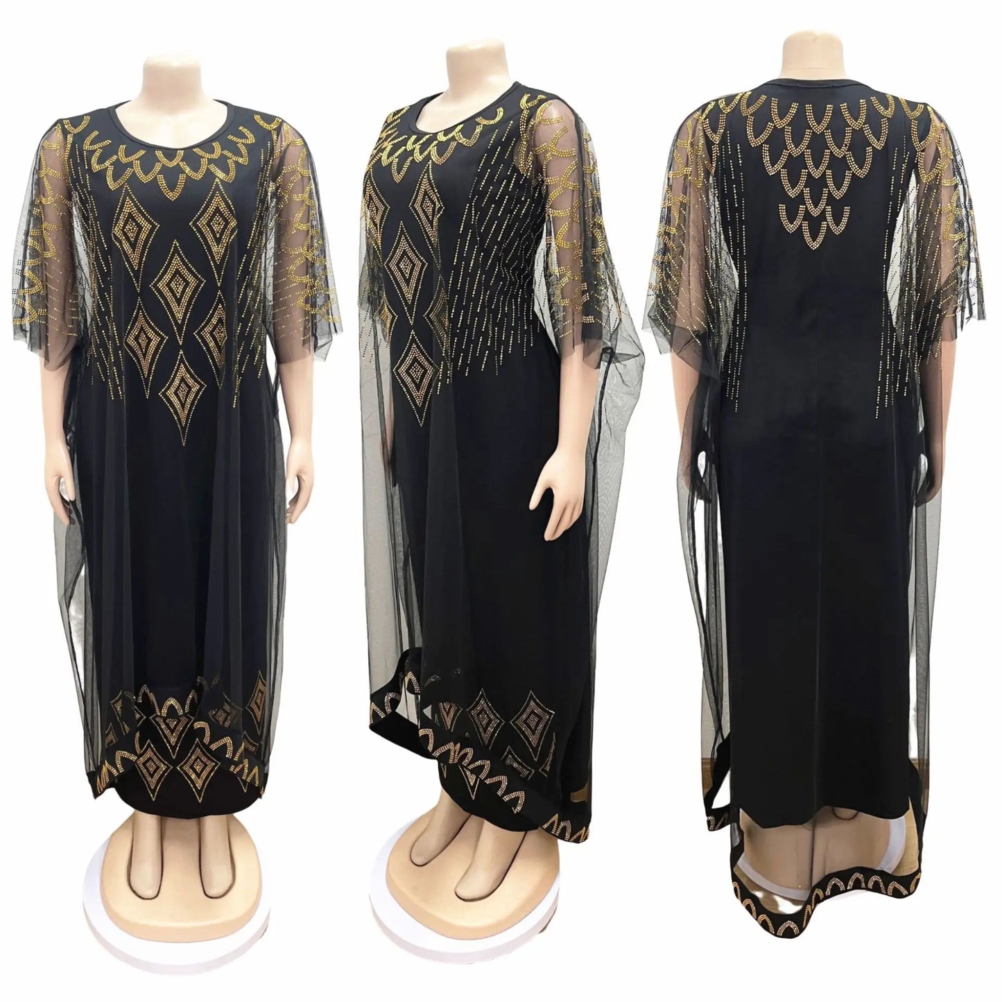 Two-Piece Mesh Caftan Abaya Dress for Women