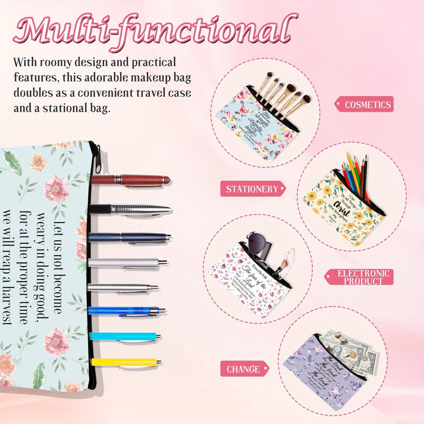 Christian Makeup Bag Set for Women-10pcs