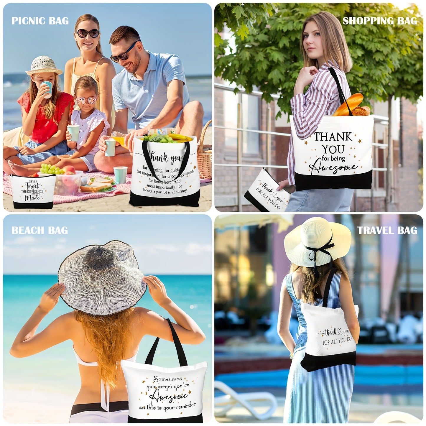 Thank You Canvas Tote Bags Bulk 24pcs