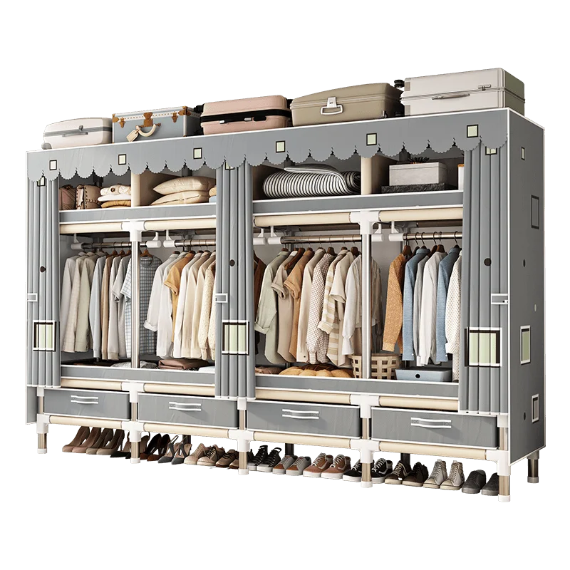 Stainless Steel Wardrobe Closet with Dustproof Cover