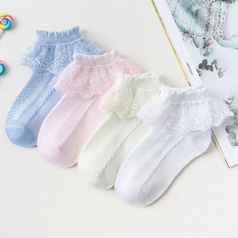 Lace Ruffle Cotton Ankle Socks for Girls