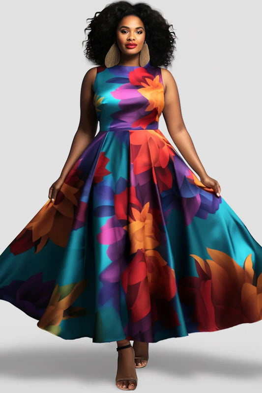 Multicolored Floral Printed Tank Dress