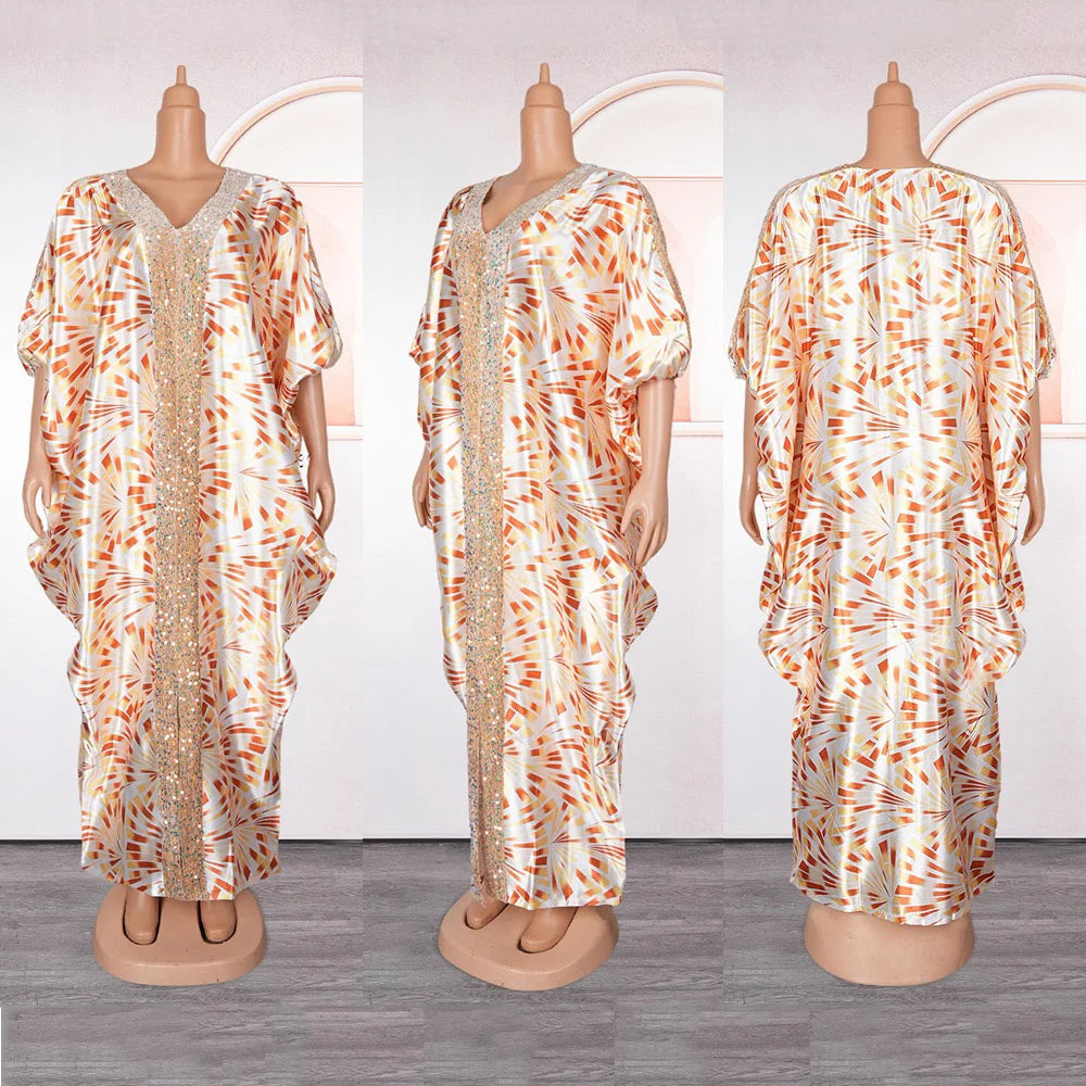 Elegant Muslim Sequin Maxi Dress