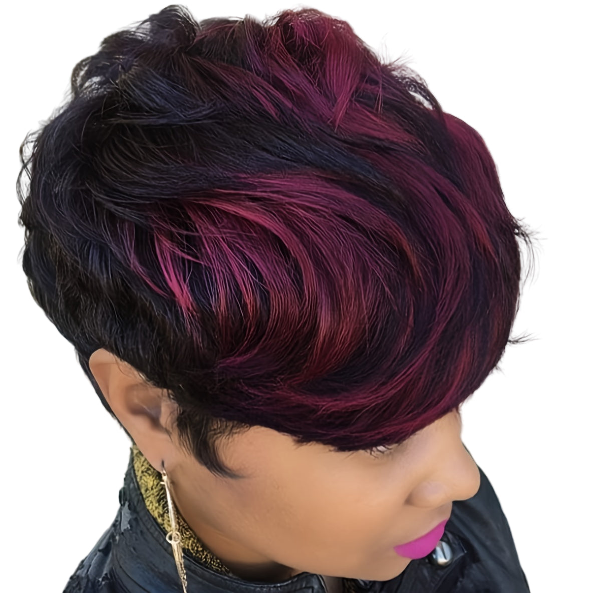 Short Colored Synthetic Wig with Bangs