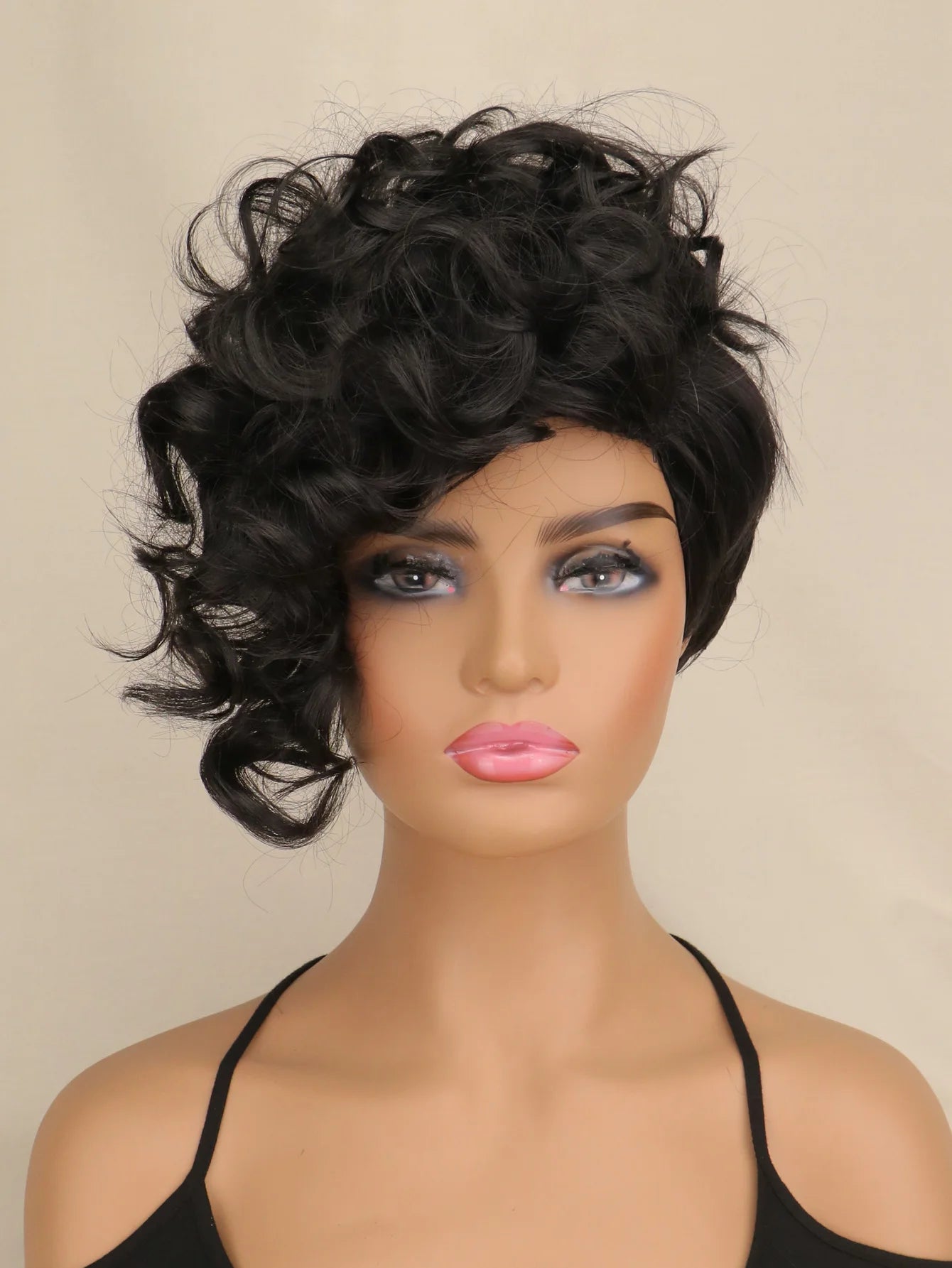Black Short Curly Pixie Cut Wig for Women