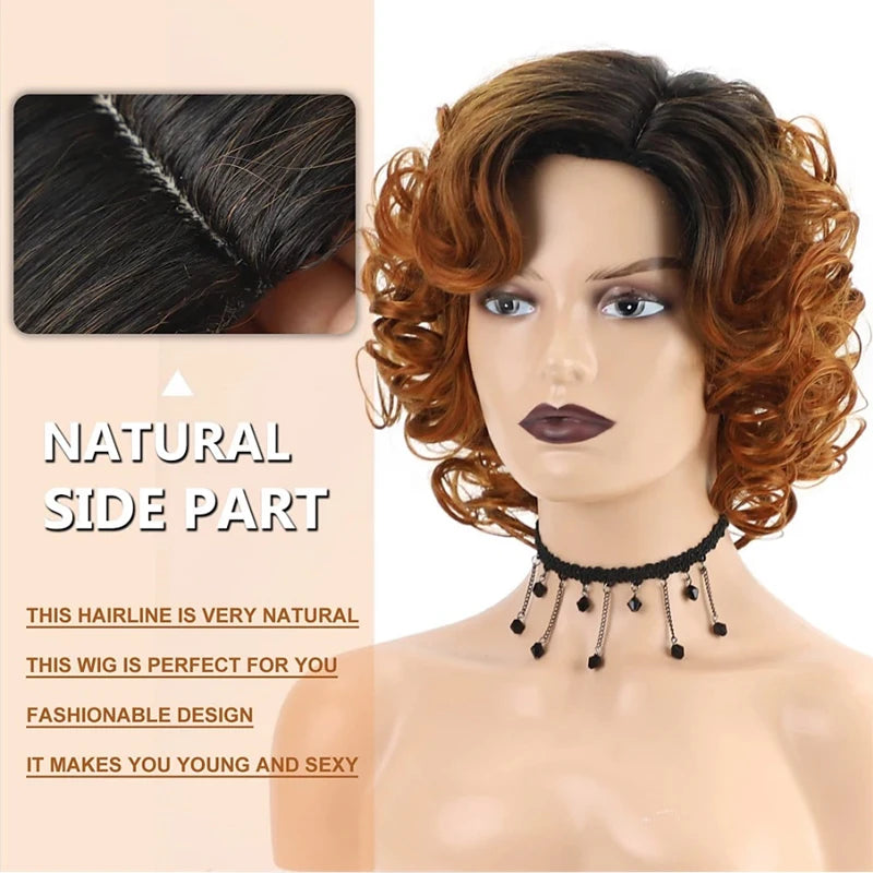 Short Burgundy Curly Wigs for Women