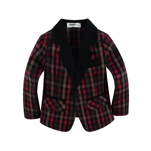 new arrival woven cotton 100% toddler Boy blazer  with cute plaid fabric Red type