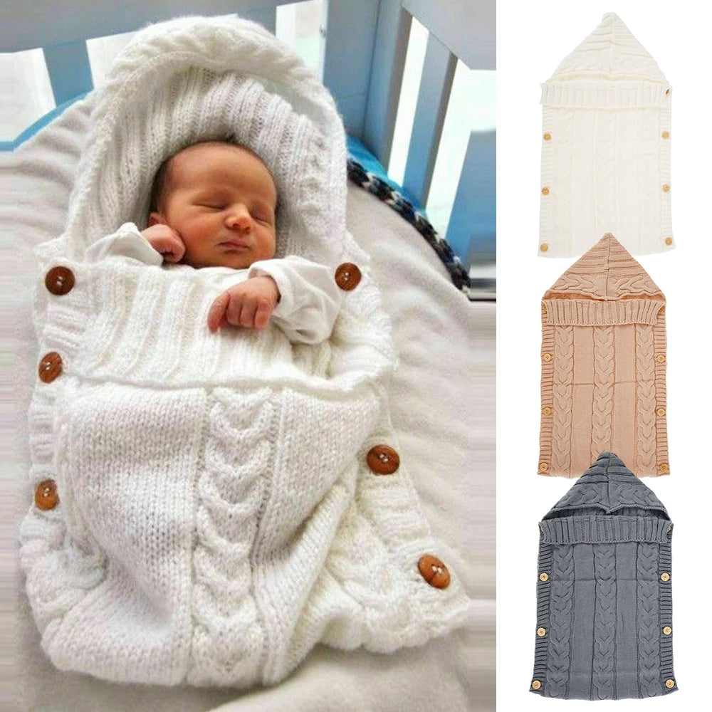 Newborn Baby Knit Swaddle Blanket Wrap Bag
