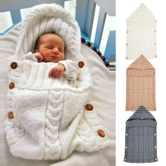 Newborn Baby Knit Swaddle Blanket Wrap Bag