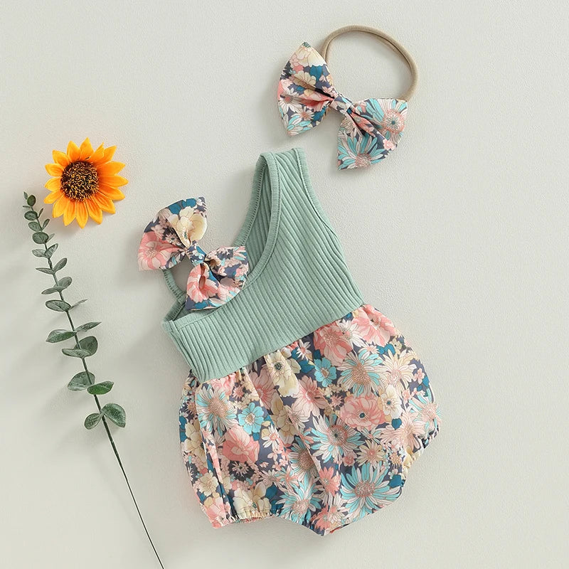 infant girl summer clothes Infant Baby Girl Two-Piece Summer Outfit|Floral Romper|Top Super Deals