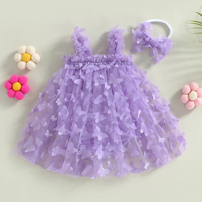 Baby Girls 2Pcs Tulle Tutu Bodysuit Dress
