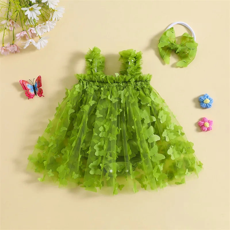 Baby Girls 2Pcs Tulle Tutu Bodysuit Dress