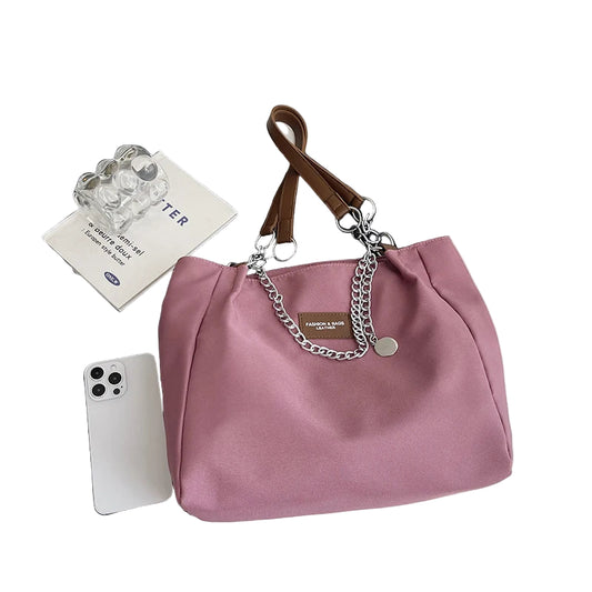 Nylon Large Capacity Tote Bag with chain