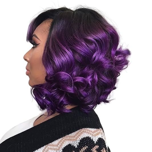 Ombre Short Curly Wavy Bob Wig for Women