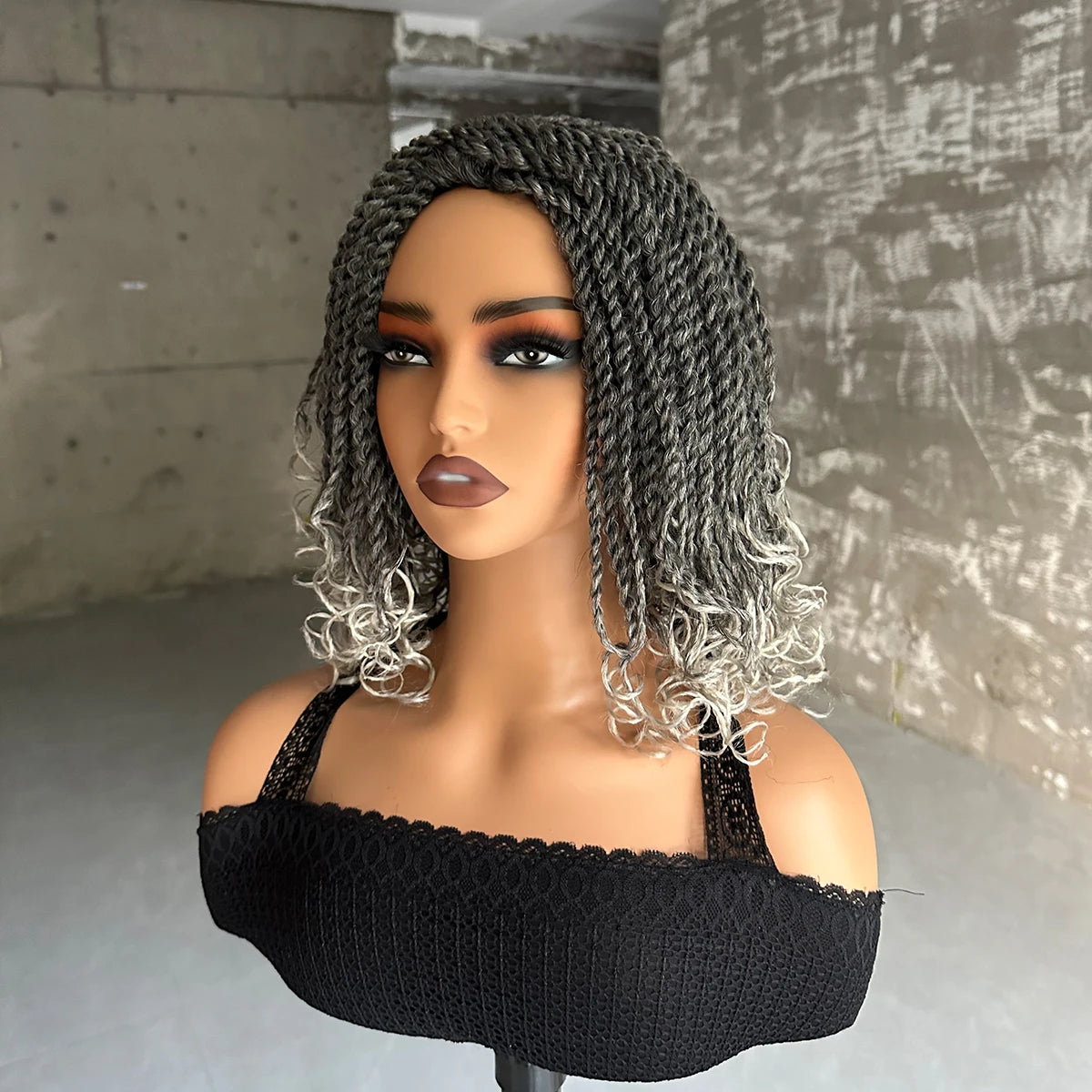 Short Synthetic Box Braided Bob Wig for Black Women